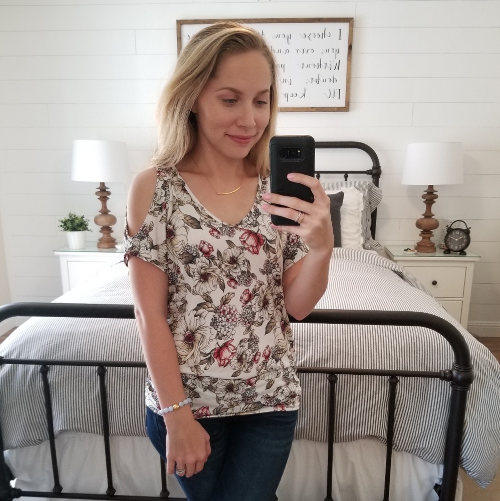 NWT NAIF Floral Cold shoulder Top